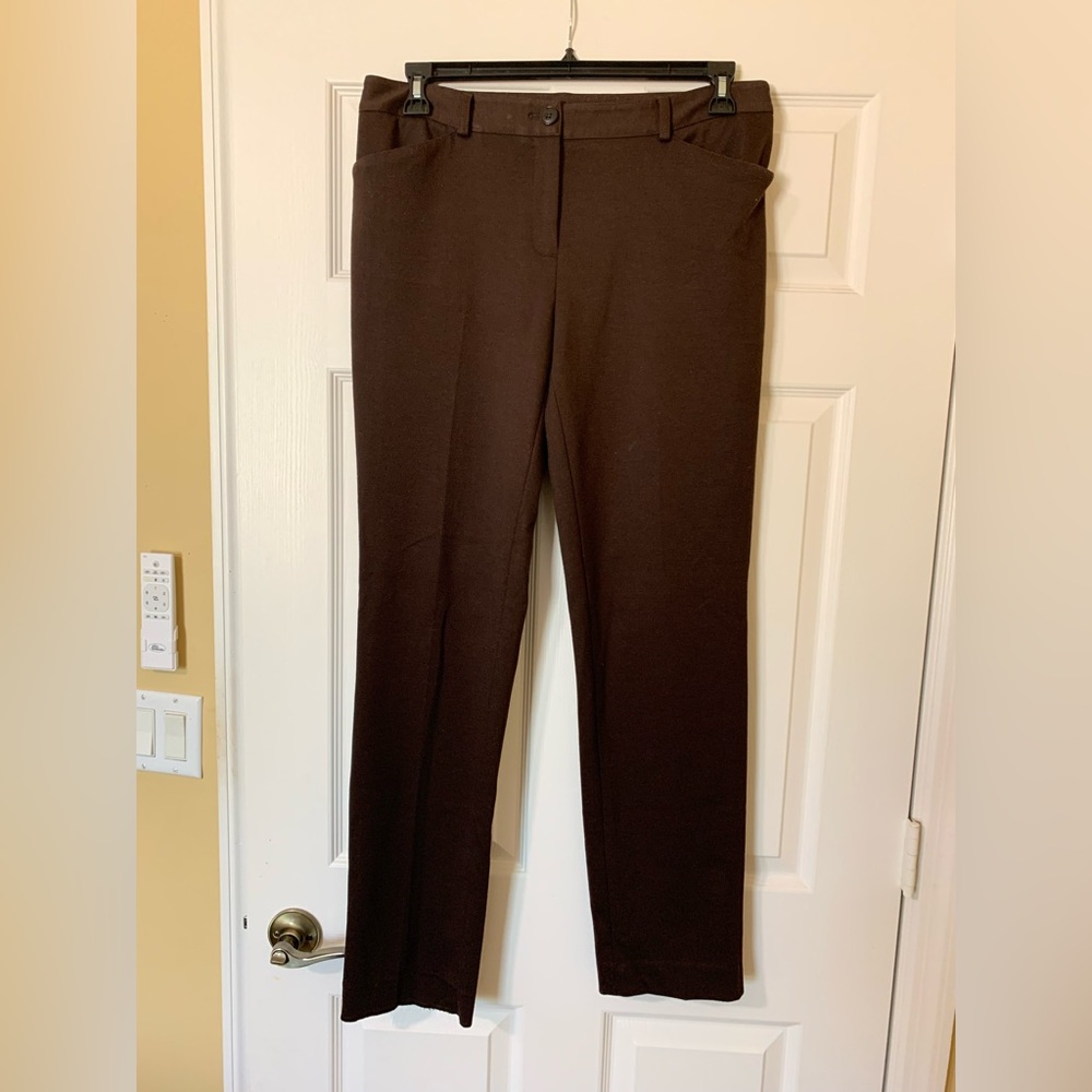 Jones New York Signature Stretch Chocolate‎ Brown Straight Leg Pants Size 10